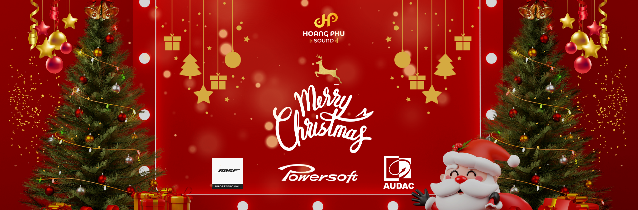 Red and White Modern Christmas Sale Banner